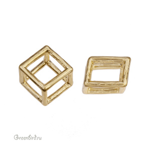 Бусина фигурная "Геометрия", матовое золото, 1 шт. (9H1046), Корея