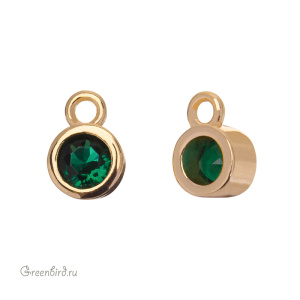 Подвеска круглая с фианитом, золото, Emerald (#SVA-FIAN-004G)