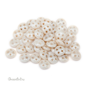 Quadra Lentil 4 отверстия 6mm, Luster Opaque Beige, 5 гр (#LC02010)