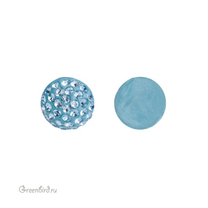 Swarovski 86601 Кабошон с кристальным паве 8 мм, аквамарин (#202), 1 шт.