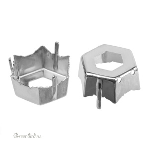 4699 Оправа для Prismatic Hexagon Fancy Stone 20x22,9 мм, томпак/родий