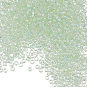 Бисер TOHO Round 11/0 RE:Glass, радужный прозрачный, Green (#RE5164)