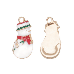 Подвеска с эмалью "Снеговик", золотистый, 1 шт. (#CN-PN-242)