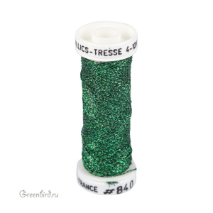 Металлизированная нить Tresse #4 AVAS, меланж зеленый/черный, 10 м (#4-840)