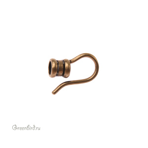JBB Концевик-кримп с крючком, 15х5 мм, ант. латунь (JB-7516)