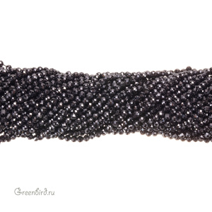 Бусины Циркон 3 мм, черный, нить (#SVA-ZRCN-02)