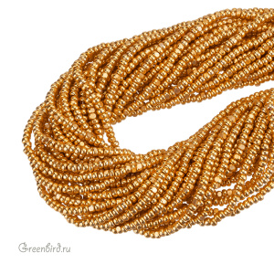 Бисер граненый Preciosa Charlotte Cut 11/0, Metalic Gold (#18389), 1 нить