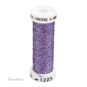 Металлизированная нить Tresse #4 AVAS, фиолетовый/белый, 10 м (#4-1223)
