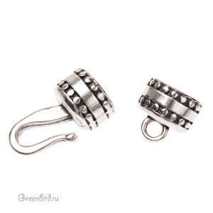 Замок-крючок для толстого шнура, ант. серебро, 1 шт (#CR041AS)