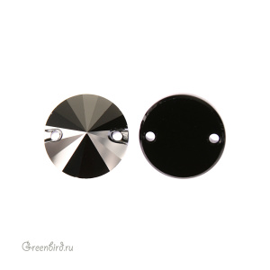 Swarovski пришивные 3200 Риволи 12 мм, черный гематит (#280HEM), 1 шт.