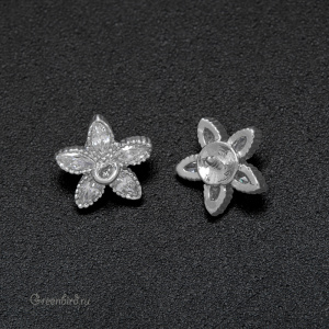 Подвеска для вклеивания с фианитами "Цветок", родий, 1 шт. (#SVA-FIAN-841R)