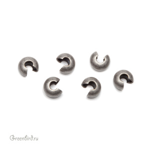 Бусина на кримп гладкая, ант. серебро, 144 шт. (#04ASP)