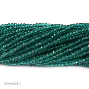 Бусины граненые рондели "Мини", светлый изумруд, нить (#SVAB147)