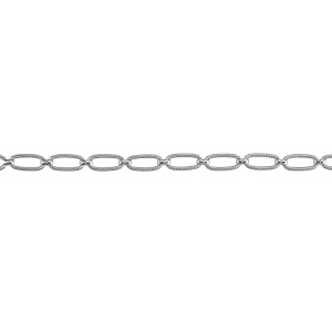 Цепочка, текстурные овальные звенья 15х6,5 мм, родий, 30 см (#SVA-Chain-86R)