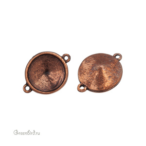 Закрытая оправа-коннектор для Rivoli 14 мм, ант. медь, 1 шт. (#SET-732)