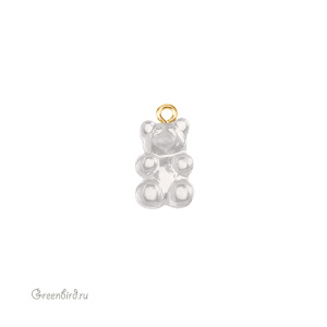 Подвеска "Мармеладный мишка", золото, прозрачный, 1 шт. (#SVA-BASE-057G)