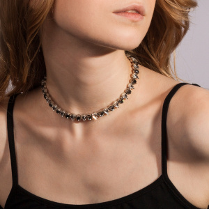 Колье из кристаллов, Black Diamond, серебристый, GRBD