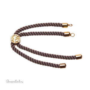 Основа-шнур для браслета, серо-коричневый, золото, 1 шт. (#SVA-CORD-07G)