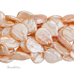 Жемчуг пресноводный барочный круглый складчатый, 1 шт. (#9007-Peach)