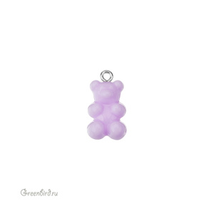 Подвеска "Мармеладный мишка", родий, лавандовый, 1 шт. (#SVA-BASE-058R)
