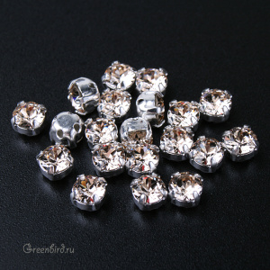 53200 Chaton Montees SS16 (4мм) в оправе, серебро – Light Silk (#261)