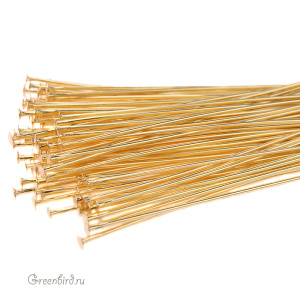 Пины со шляпкой 50 мм, золото, уп. 100 шт. (#13002-GLD)