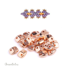 CYMBAL Металлическая бусина SuperDuo "Varidi", розовое золото, 1 шт. (#SD-01226-RG)