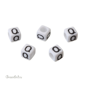 Бусина-буква куб "Q" белая, 1 шт. (#SV-Cube-Q)