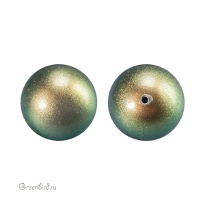 Swarovski 5818 Жемчуг полупросверленный 12 мм, иризирующий зеленый (#930), 1 шт.