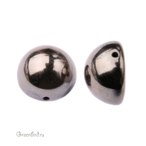 Dome Beads 12x7mm, Jet/Full Chrom, 1 шт. (#23980/27400)