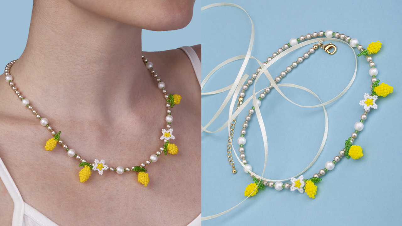 11.07 ⭐️ Летнее настроение: колье с лимонами из бисера