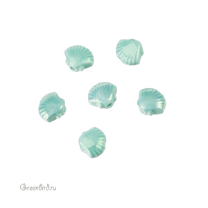 Бусина керамика "Ракушка" 12х10 мм, бирюзовый, 1 шт. (#SVA-CRM-40)