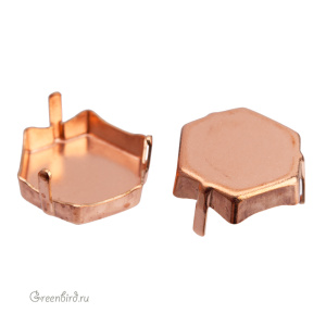 NEW 4683 Оправа без отверстий для Thin Hexagon Fancy Stone 14х15,8 мм, томпак