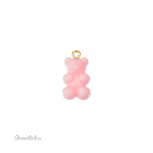 Подвеска "Мармеладный мишка", золото, розовый, 1 шт. (#SVA-BASE-056G)