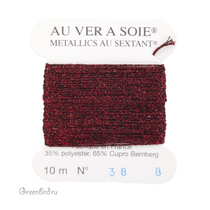 Металлизированная нить Tresse #8 AVAS, красный/черный, 10 м (#8-038)