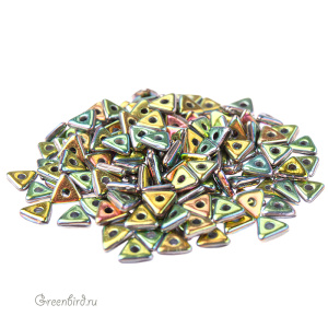 Tri-bead 4mm, Jet/Vitrail Full, 5 гр (#23980/28100)