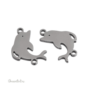 Коннектор плоский "Дельфин", родий, 1 шт. (#SVA-STAMP-18R)