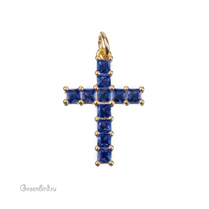 Подвеска "Крестик", кристаллы, золото, Cobalt (#SVA-FIAN-095G)