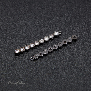 Подвеска-палочка с фианитами, gunmetal, 1 шт. (#SVA-FIAN-060T)