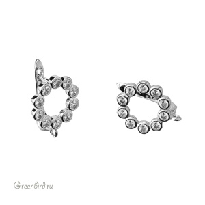 Швензы с английским замком и фианитами, родий, пара (#SV1701-2369)