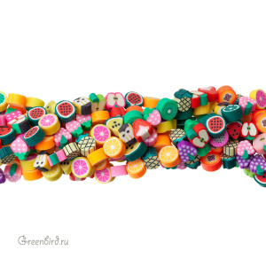 Каучуковые фигурные бусины, фрукты, нить (#SVA-RUB-set15)