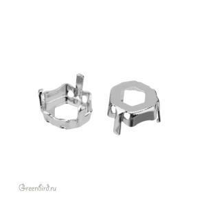 4683 Оправа для Thin Hexagon Fancy Stone 7,8х8,7 мм, томпак/родий