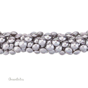 Жемчуг "Майорка" круглый плоский 12 мм, серый, нить (#Maj-108)