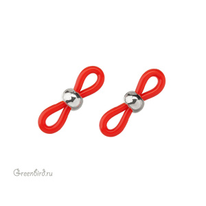 Цветной держатель-концевик для очков, красный, серебро, 1 шт. (#SVA-005S)