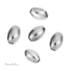 Бусина "Рис" 6х4 мм, родий, 1 шт. (#SV1701-Bead-16R)