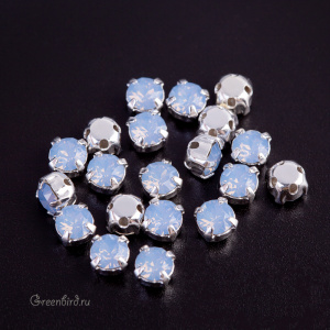 53200 Chaton Montees SS16 (4мм) в оправе, серебро – Air Blue Opal (#285)