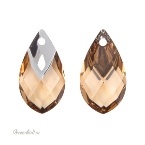 Swarovski 6565 подвеска Капля Met Cap 22 мм, светлый колорадский топаз/светлый хром Z (#246LTCHZ), 1