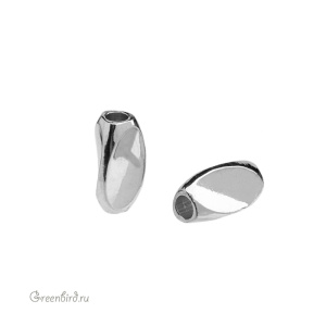 Бусина "Триплет" 8,2х4,1 мм, родий, 1 шт. (#SVABM-44R)