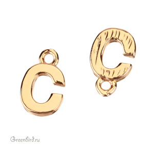 Подвеска буква "C", золото, 1 шт. (#SVA-LG-C)