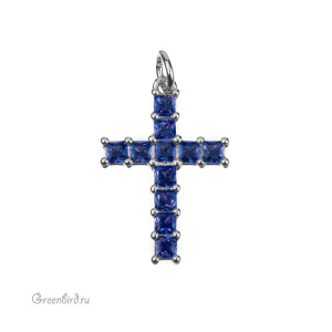 Подвеска "Крестик", кристаллы, родий, Cobalt (#SVA-FIAN-095R)